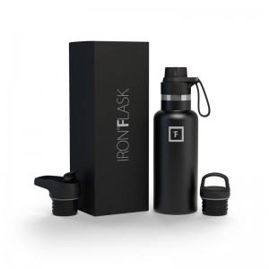 Iron Flask 16 Oz with Spout Lid Narrow Mouth Bottle Black | 586JMZEVW