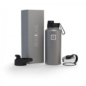 Iron Flask 32 Oz With Spout Lid Wide Mouth Bottle Deep Grey | 946DYALWE