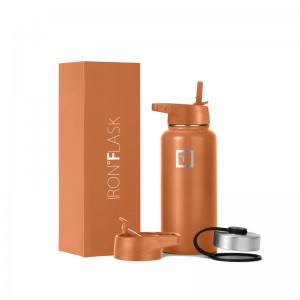 Iron Flask 32 Oz with Straw Lid Wide Mouth Bottle Clementine | 137EYGLTH