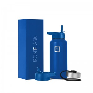 Iron Flask 32 Oz with Straw Lid Wide Mouth Bottle Deep Blue | 542HNBCDU