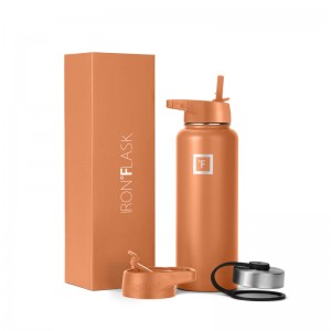 Iron Flask 40 Oz with Straw Lid Wide Mouth Bottle Clementine | 645NZRFDI