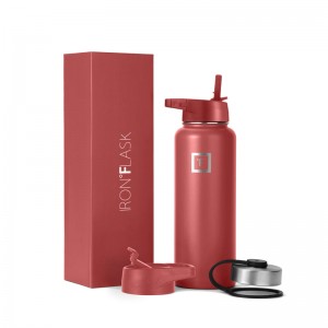 Iron Flask 40 Oz with Straw Lid Wide Mouth Bottle Red | 104OYLKSX