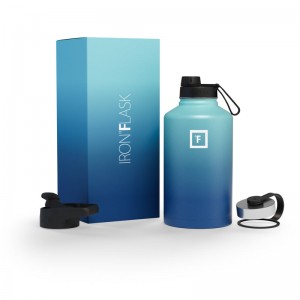 Iron Flask 64 Oz with Spout Lid Wide Mouth Bottle Blue | 829JFAPXV