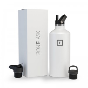 Iron Flask 64 Oz with Straw Lid Narrow Mouth Bottle White | 589WZIMRK