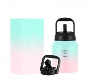 Iron Flask 84oz with Straw Lid Wide Mouth Bottle Bubble Gum | 039JYHEKX