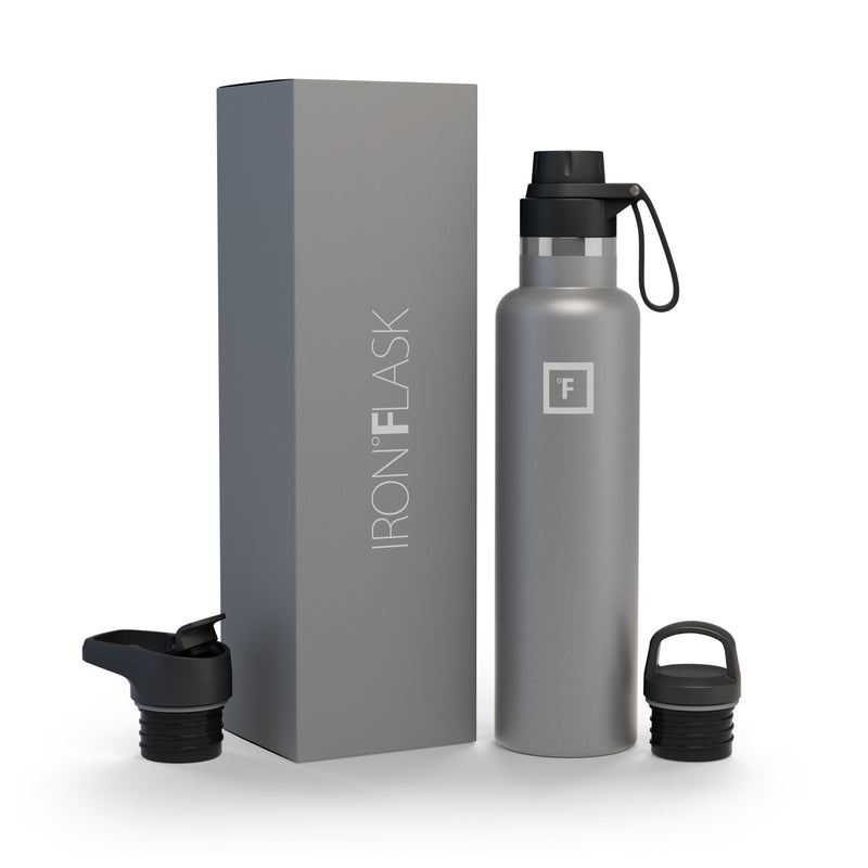 Iron Flask 24 Oz with Spout Lid Narrow Mouth Bottle Deep Grey | 876GFXKOH