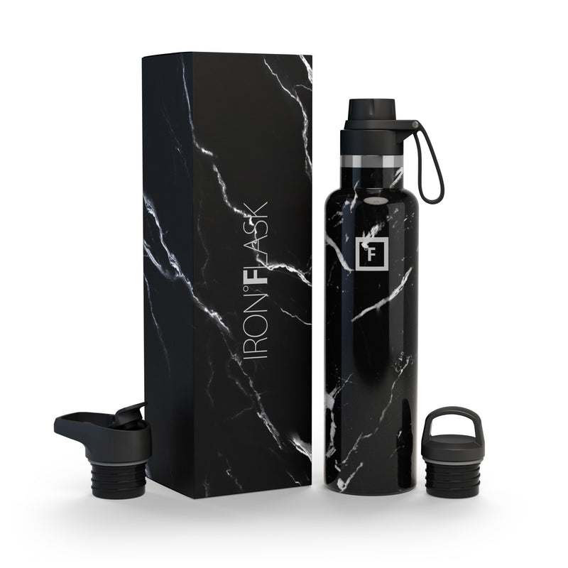 Iron Flask 24 Oz with Spout Lid Narrow Mouth Bottle Black | 573COTZXD