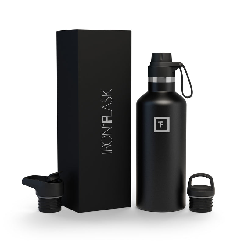 Iron Flask 32 Oz With Spout Lid Narrow Mouth Bottle Black | 291BIYTQA