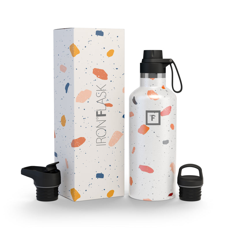 Iron Flask 32 Oz With Spout Lid Narrow Mouth Bottle Terrazzo | 601KIWCED