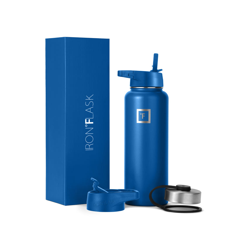 Iron Flask 40 Oz with Straw Lid Wide Mouth Bottle Deep Blue | 649ICKTNR