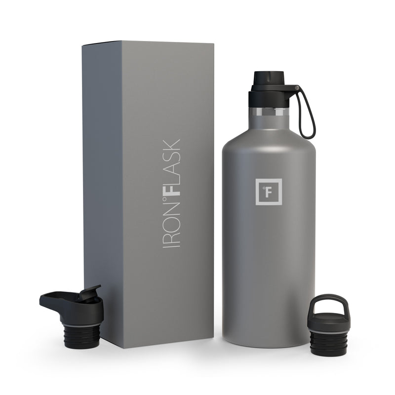 Iron Flask 64 Oz with Spout Lid Narrow Mouth Bottle Deep Grey | 489RFYEIH