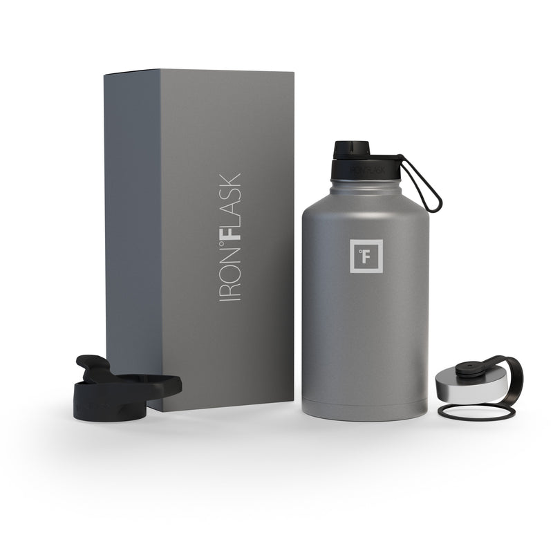 Iron Flask 64 Oz with Spout Lid Wide Mouth Bottle Deep Grey | 489OTJDEM