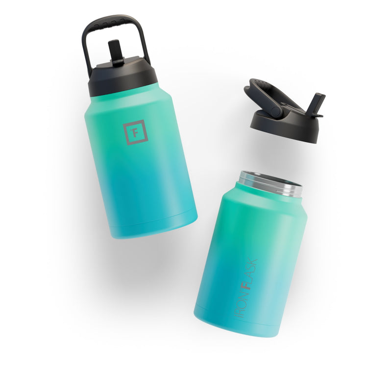 Iron Flask Water Bottle with Straw and Spout lids One Gallo Blue | 892NEJBSZ