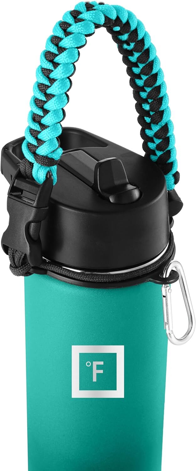 Iron Flask Wide Mouth Water Bottles Paracord Handle Turquoise | 708IFWUZA