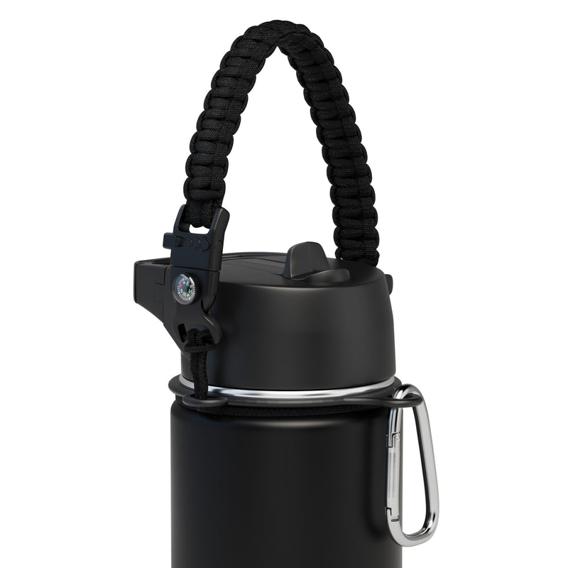 Iron Flask Wide Mouth Water Bottles Paracord Handle Black | 083ZKRIMT